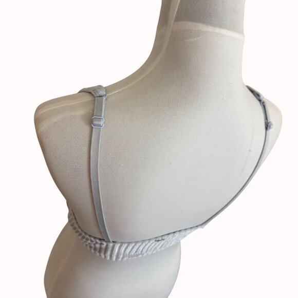 Victorias Secret PINK Bralette Top Size L Light Blue Chic Ribbed Velvet Deep V - Picture 6 of 12